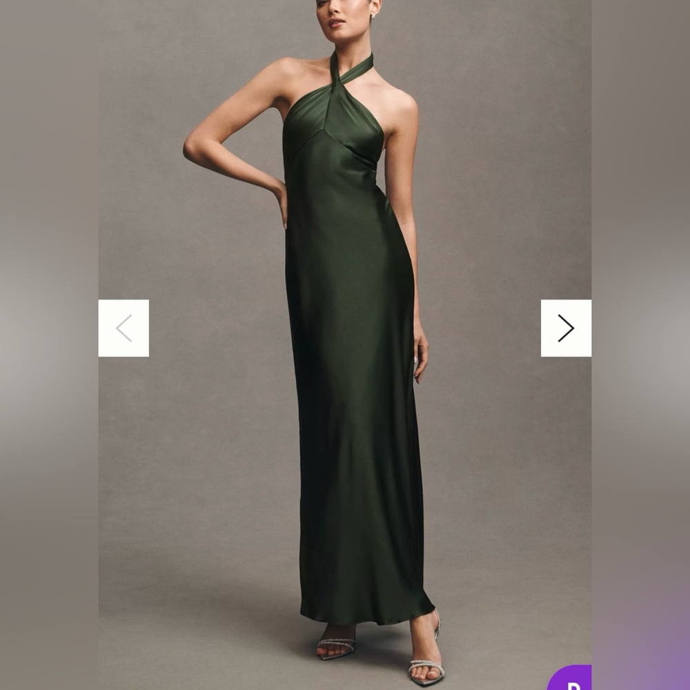 BHLDN Forest Green Halter Dress XS